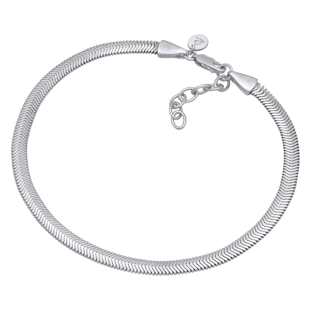 Silber - Elli PREMIUM | Fußkettchen Schlagenkette | 925er Sterling Silber