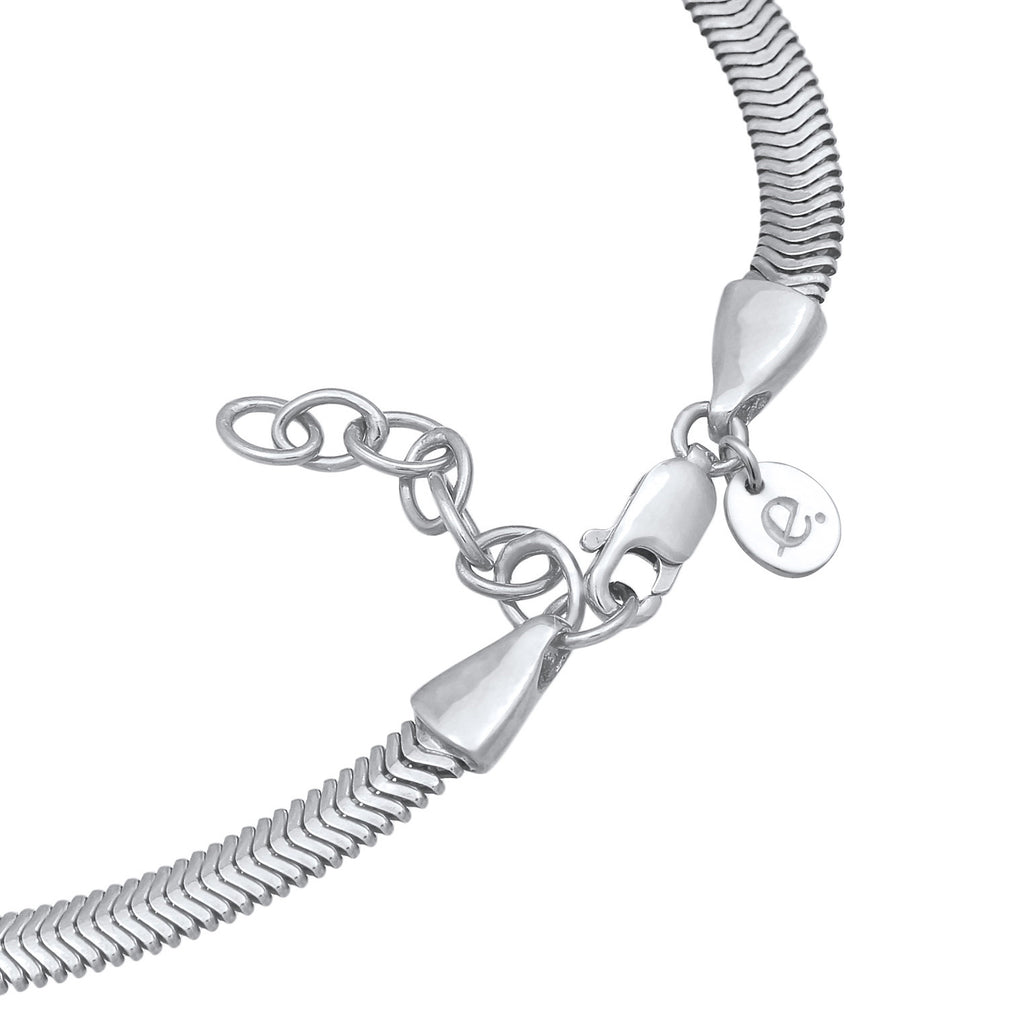 Silber - Elli PREMIUM | Fußkettchen Schlagenkette | 925er Sterling Silber