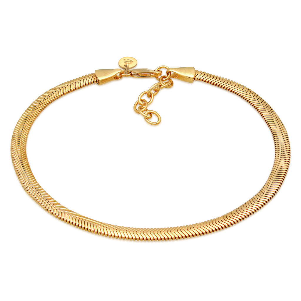 Gold - Elli PREMIUM | Fußkettchen Schlangenkette | 925er Sterling Silber vergoldet