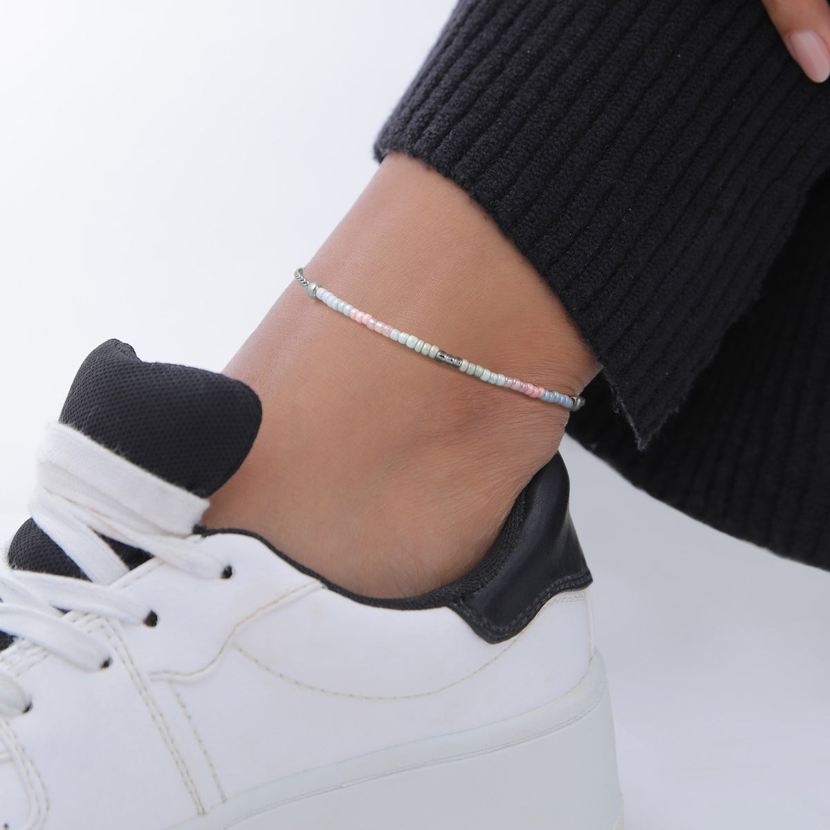 Silber - Elli | Fußkettchen Beads | 925er Sterling Silber