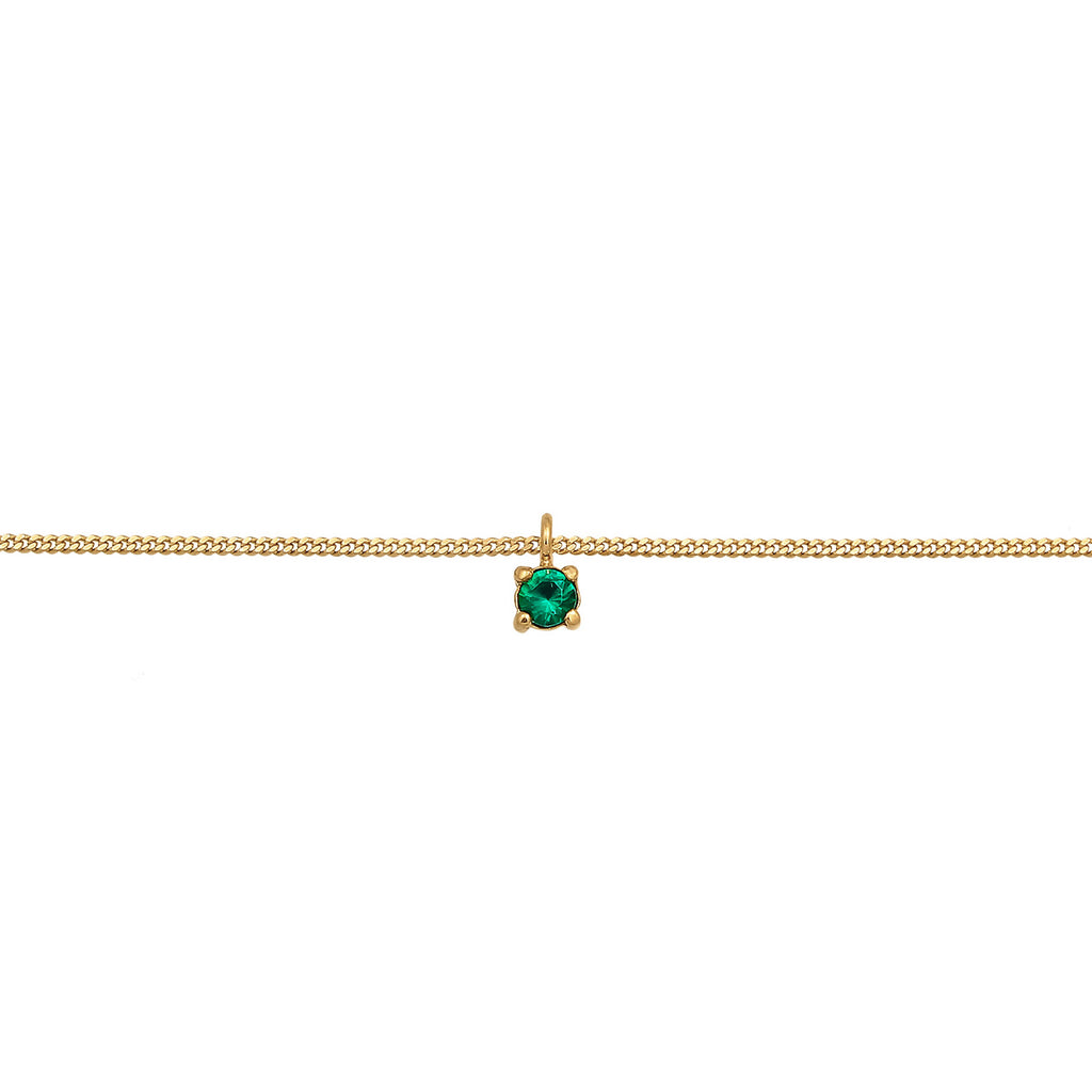 Gold - Elli | Choker Solitär | synth. Smaragd (Grün) | 925er Sterling Silber Vergoldet