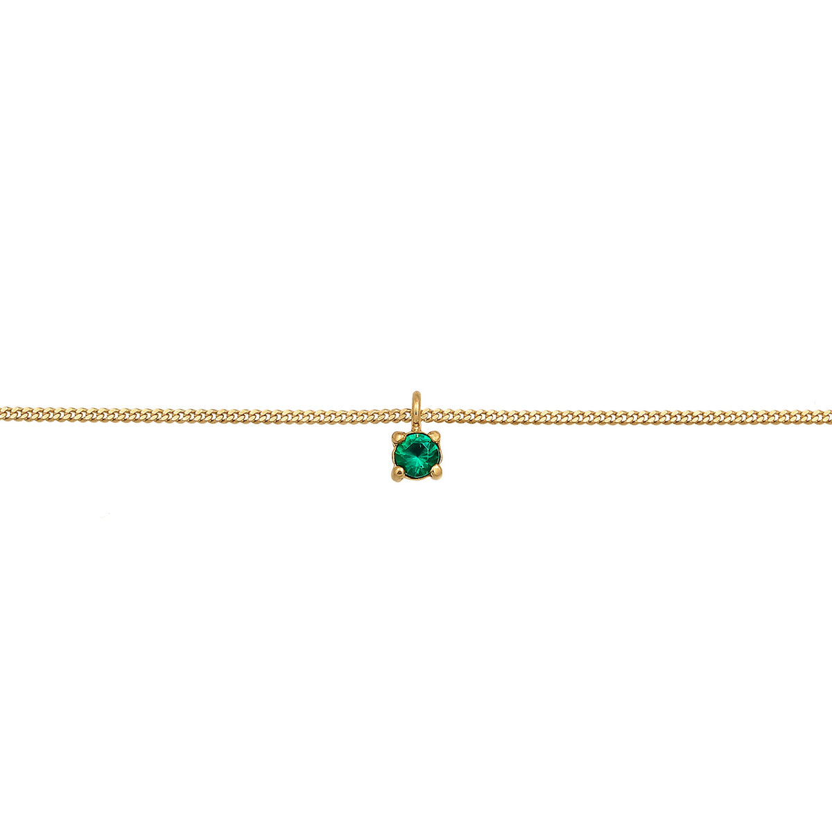 Gold - Elli | Choker Solitär | synth. Smaragd (Grün) | 925er Sterling Silber Vergoldet