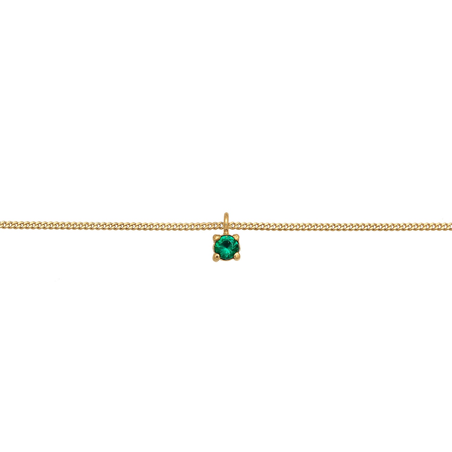 Gold - Elli | Choker Solitär | synth. Smaragd (Grün) | 925er Sterling Silber Vergoldet