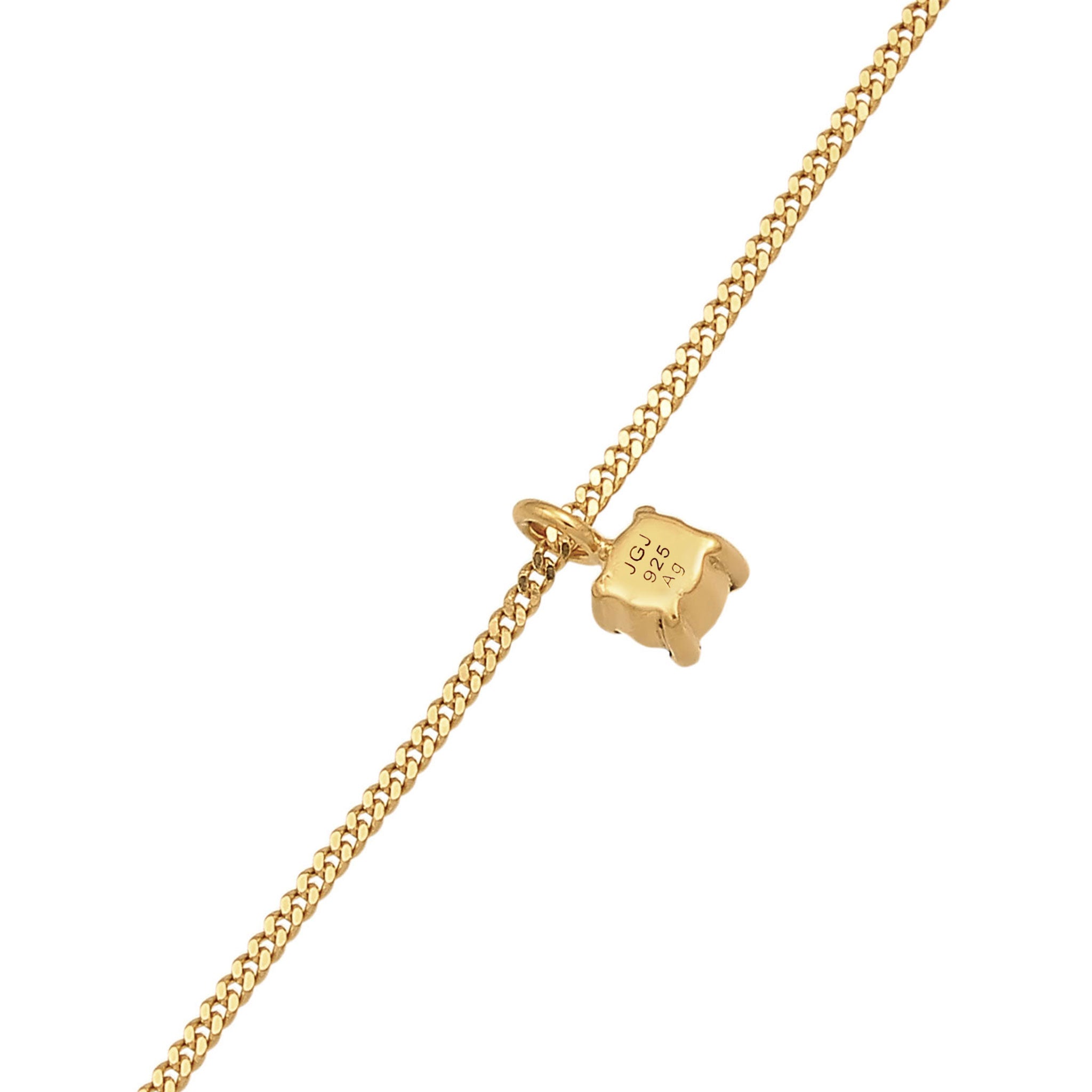 Gold - Elli | Choker Solitär | synth. Smaragd (Grün) | 925er Sterling Silber Vergoldet