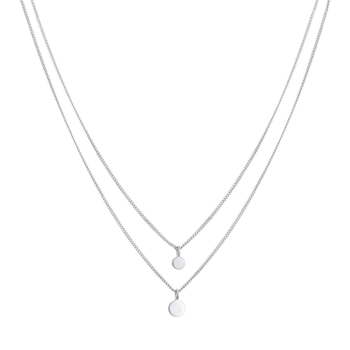 Silber - Elli | Layer-Halskette Plättchen | Mit Kristallen von Swarovski® (Weiß) | 925er Sterling Silber