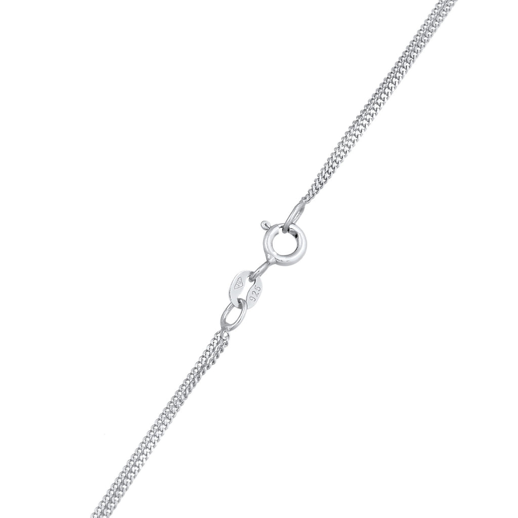 Silber - Elli | Layer-Halskette Plättchen | Mit Kristallen von Swarovski® (Weiß) | 925er Sterling Silber