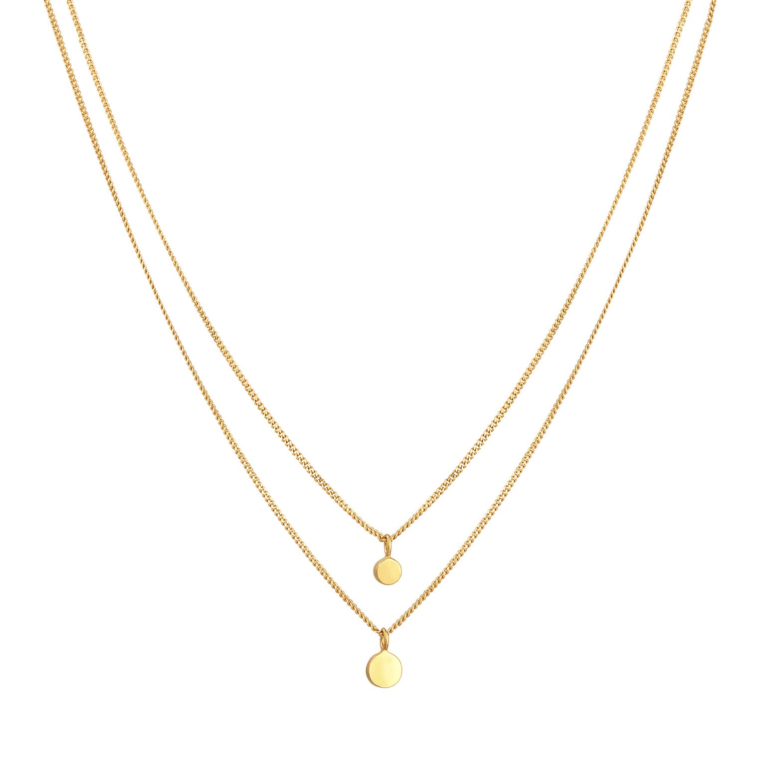 Gold - Elli | Layer-Halskette Plättchen | Mit Kristallen von Swarovski® (Weiß) | 925er Sterling Silber Vergoldet