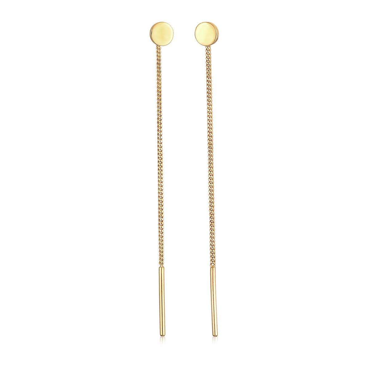 Gold - Elli | Durchzieh-Ohrhänger Plättchen | 925er Sterling Silber