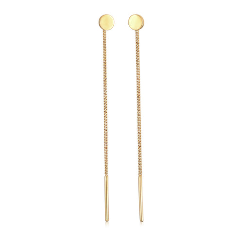 Gold - Elli | Durchzieh-Ohrhänger Plättchen | 925er Sterling Silber