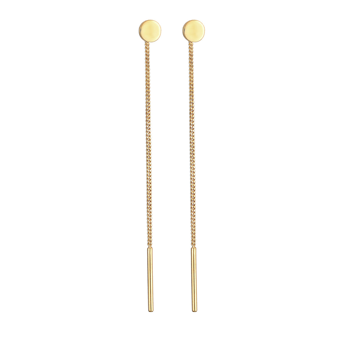 Gold - Elli | Durchzieh-Ohrhänger Plättchen | 925er Sterling Silber