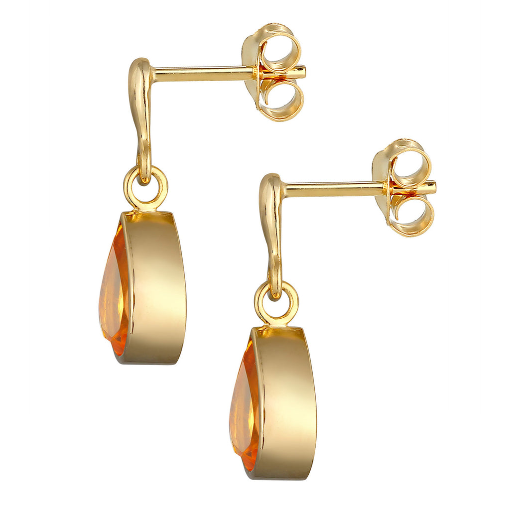 Gold - Elli PREMIUM | Ohrhänger Tropfen | Citrin (Gelb) | 925er Sterling Silber