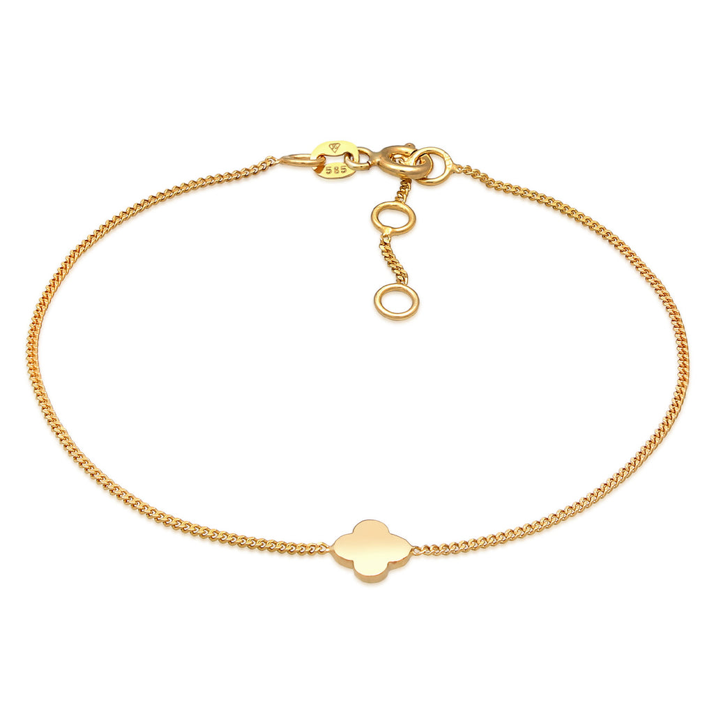 Gold - Elli PREMIUM | Armband Kleeblatt | 585er Gelbgold