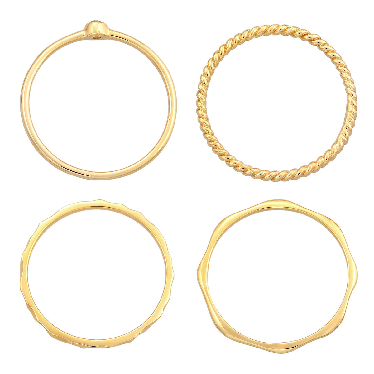 Gold - Elli PREMIUM | Topas Solitär Stapelring Gedreht 4er Set 375 Gelbgold