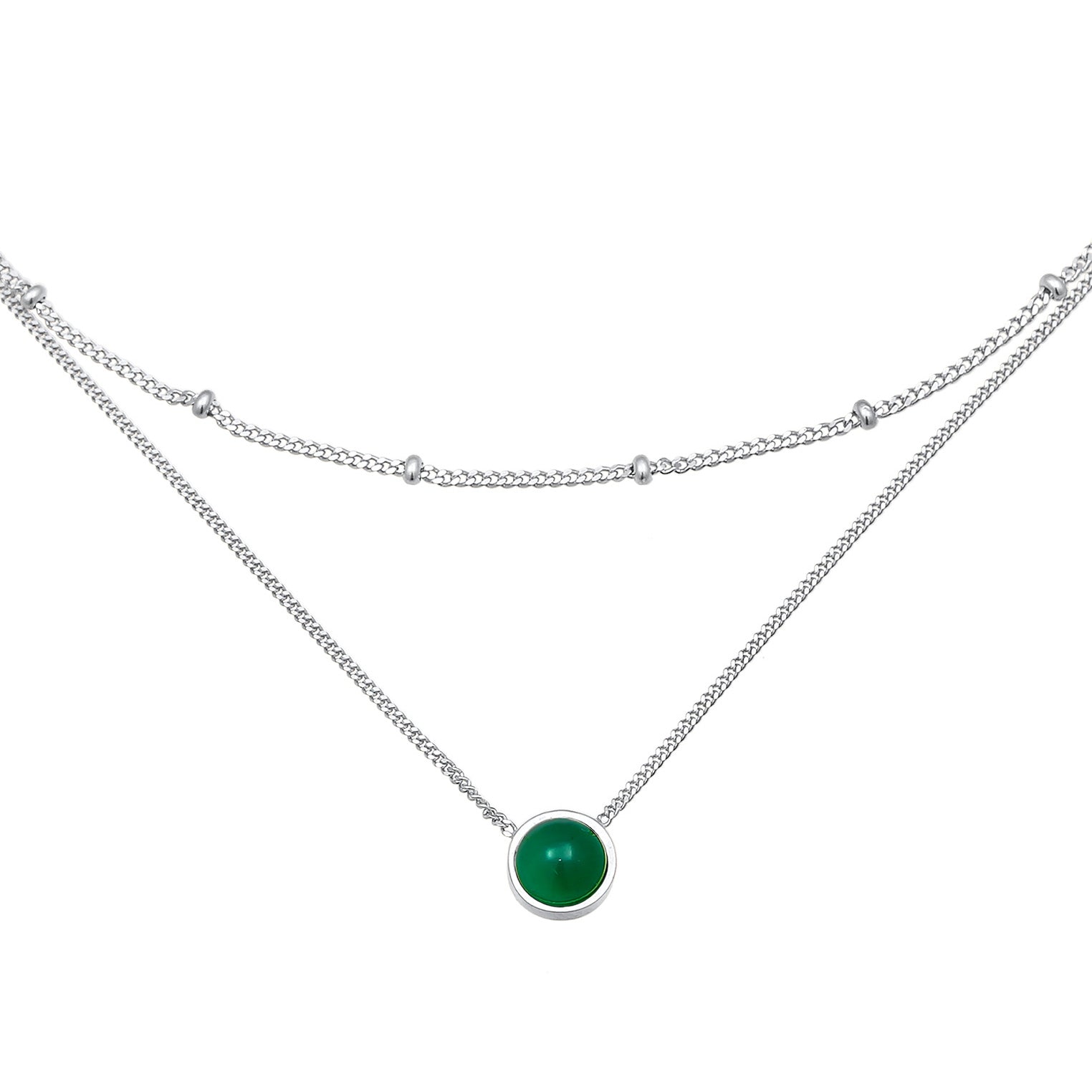 Silber - Elli PREMIUM | Choker Kugel | Achat (Grün) | 925er Sterling Silber