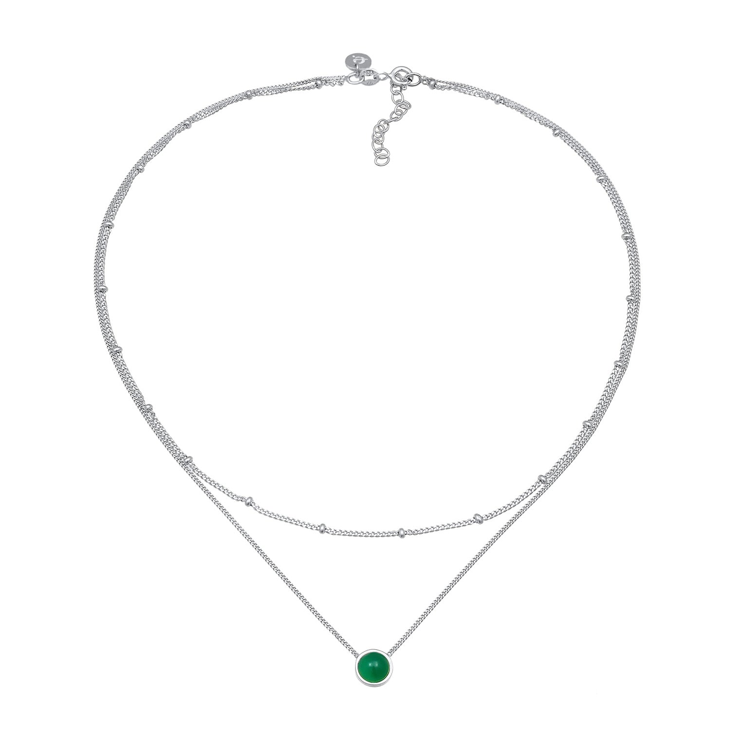 Silber - Elli PREMIUM | Choker Kugel | Achat (Grün) | 925er Sterling Silber