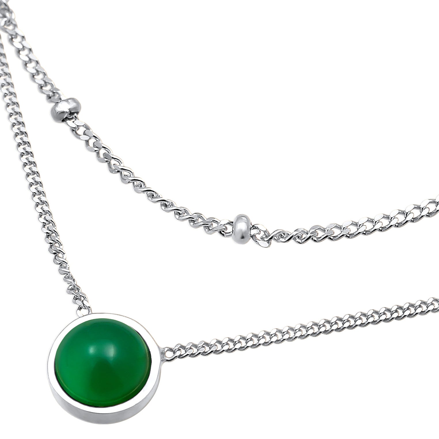 Silber - Elli PREMIUM | Choker Kugel | Achat (Grün) | 925er Sterling Silber