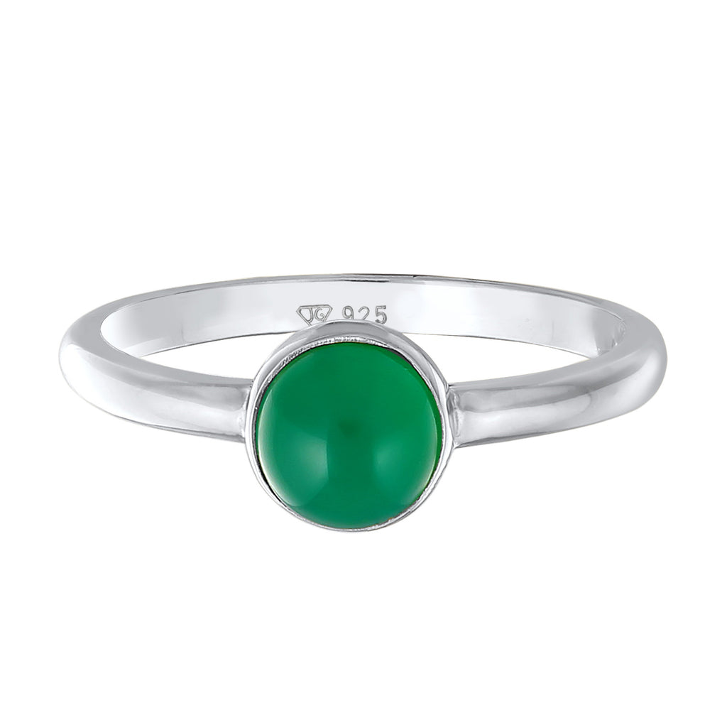 Silber - Elli PREMIUM | Solitär-Ring | Achat (Grün) | 925er Sterling Silber