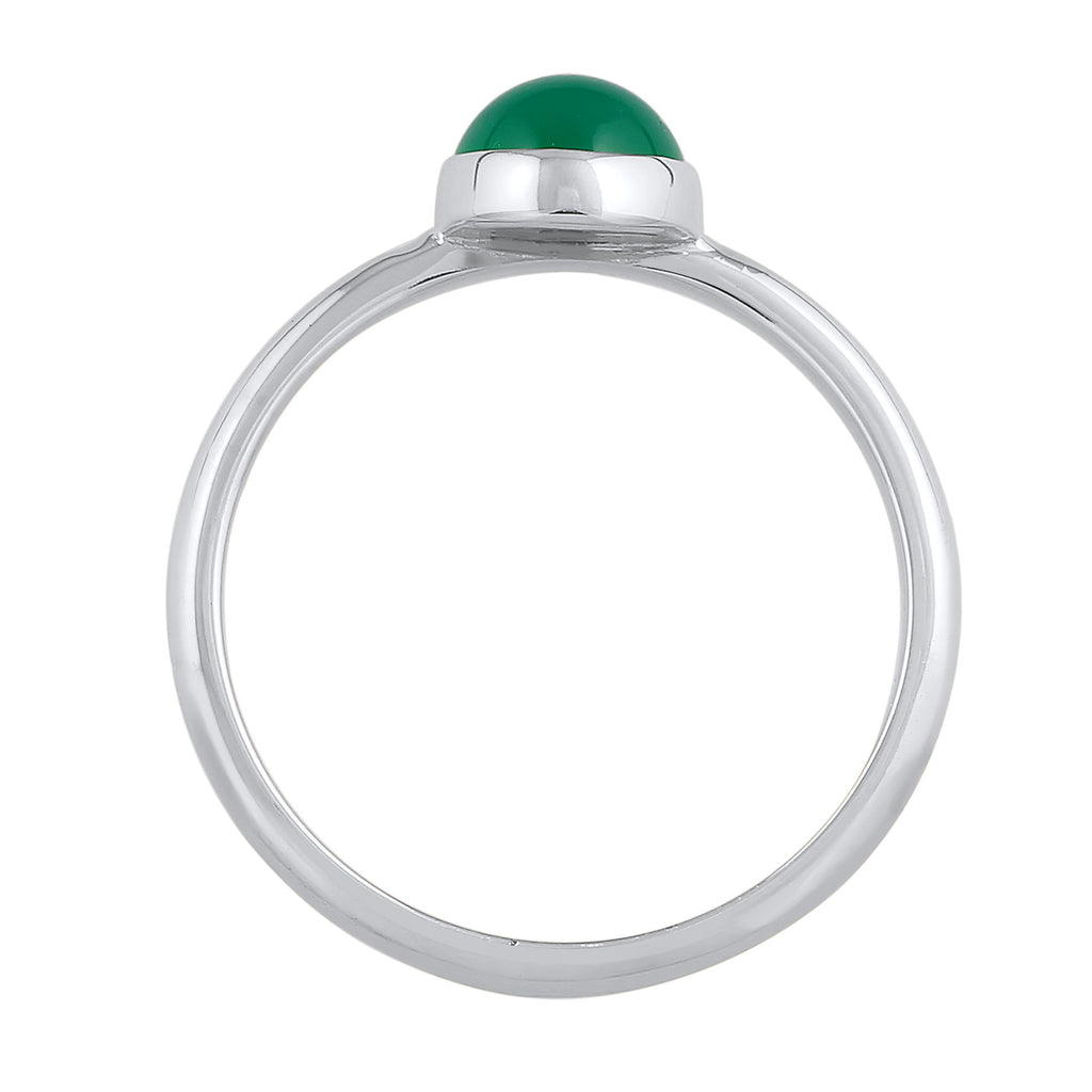 Silber - Elli PREMIUM | Solitär-Ring | Achat (Grün) | 925er Sterling Silber