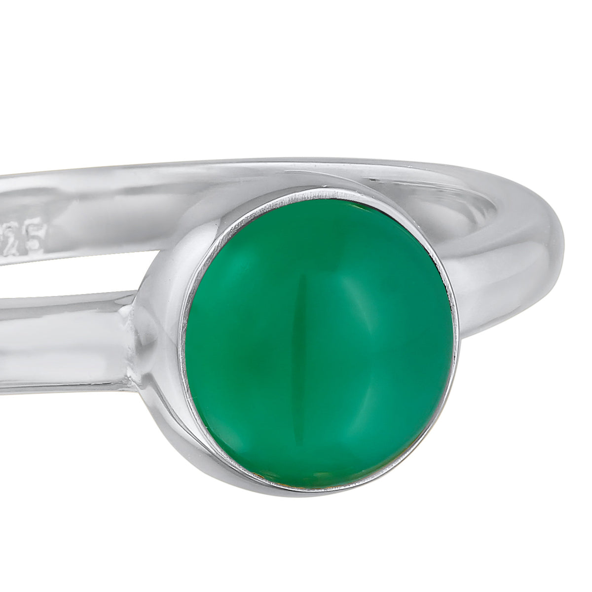 Silber - Elli PREMIUM | Solitär-Ring | Achat (Grün) | 925er Sterling Silber