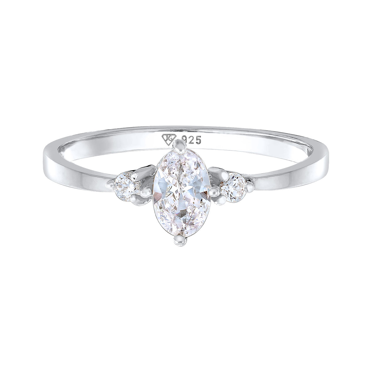 Silber - Elli | Verlobungsring Oval | Zirkonia (Weiß) | 925er Sterling Silber