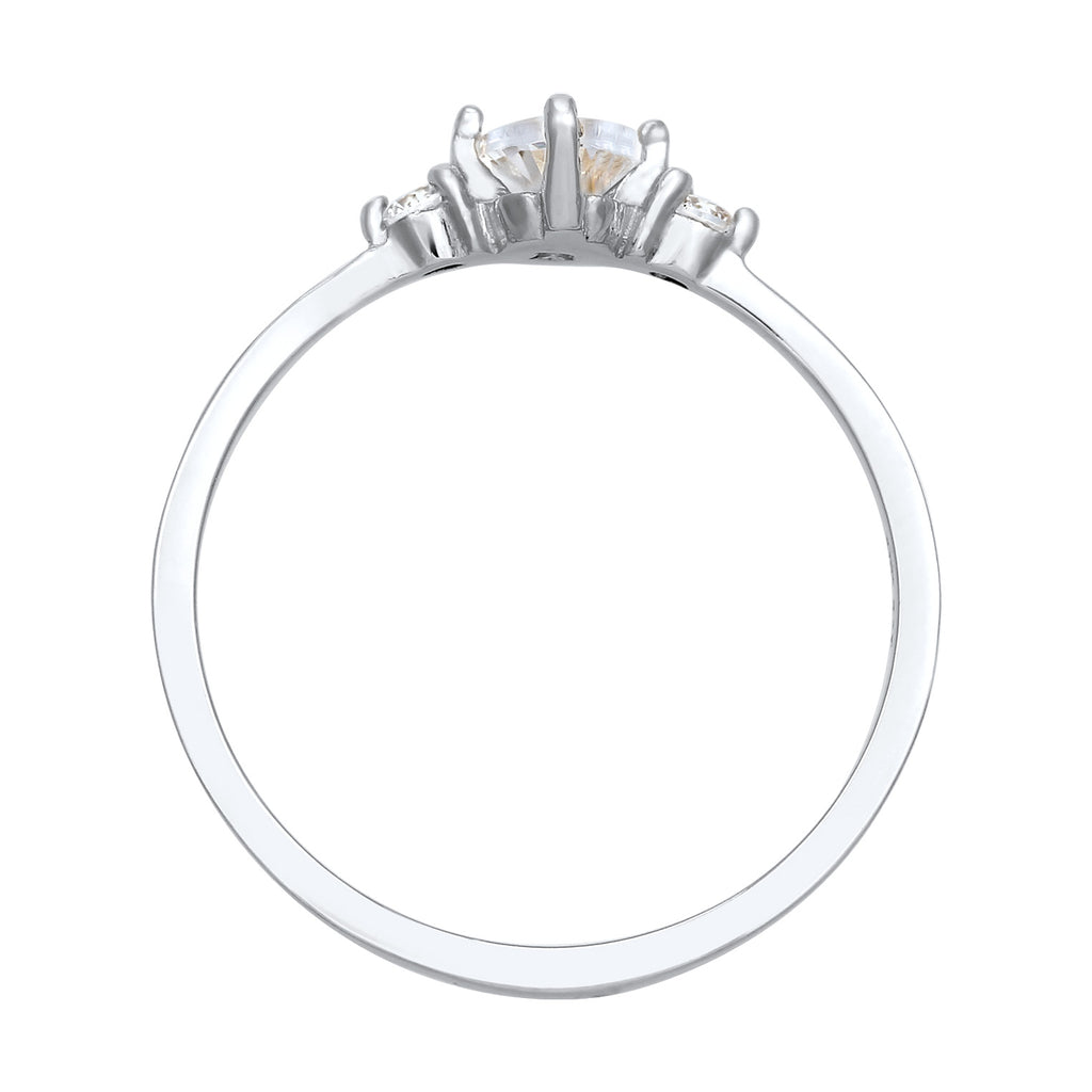 Silber - Elli | Verlobungsring Oval | Zirkonia (Weiß) | 925er Sterling Silber
