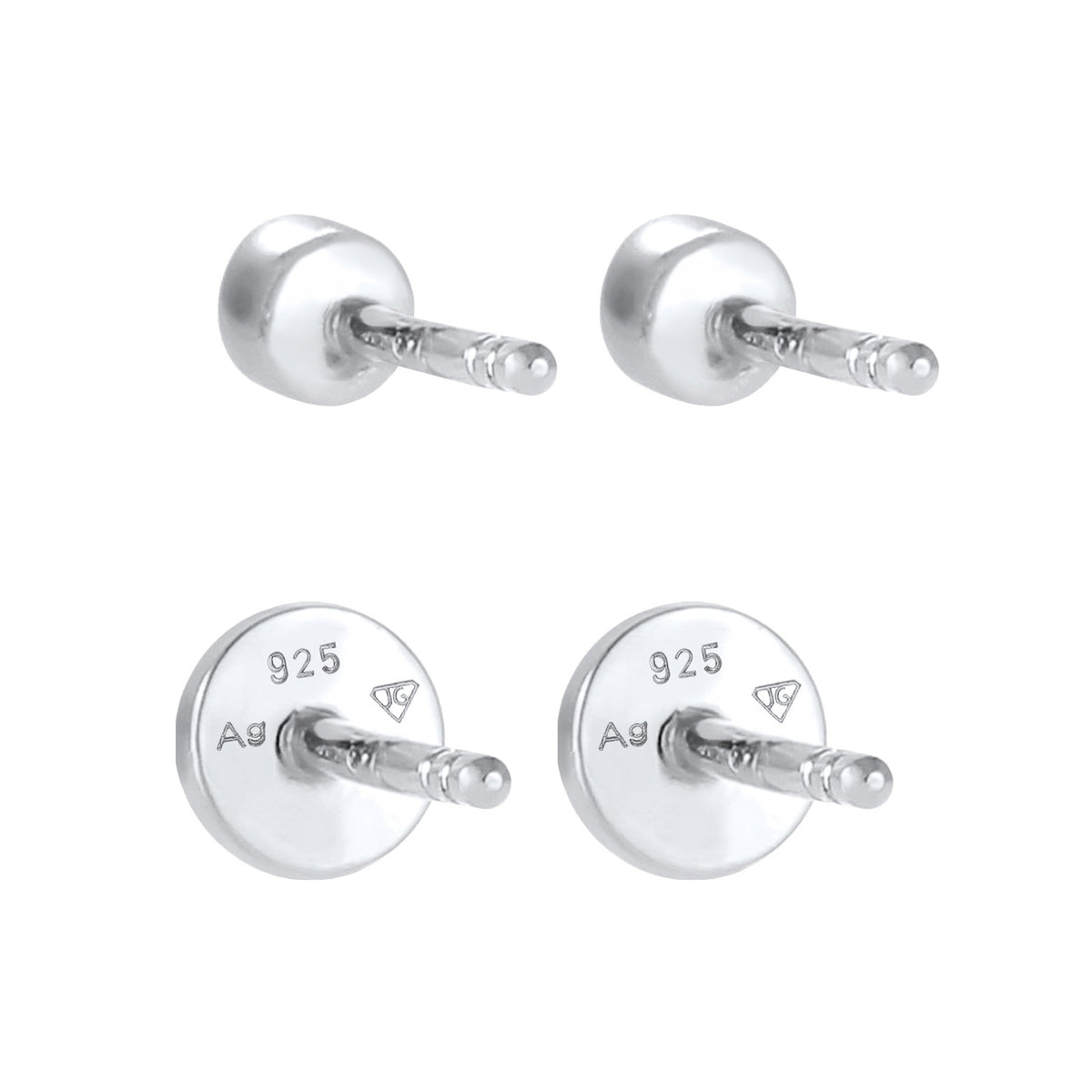 Silber - Elli | Ohrstecker Set Plättchen | Mit Kristallen von Swarovski® (Weiß) | 925er Sterling Silber