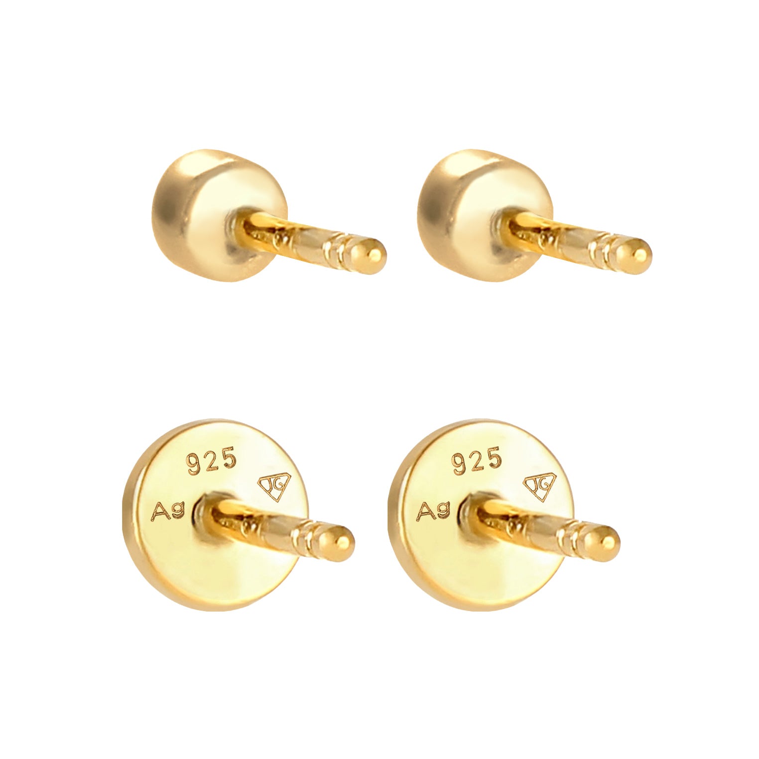 Gold - Elli | Ohrstecker Set Plättchen | Zirkonia (Weiß) | 925er Sterling Silber