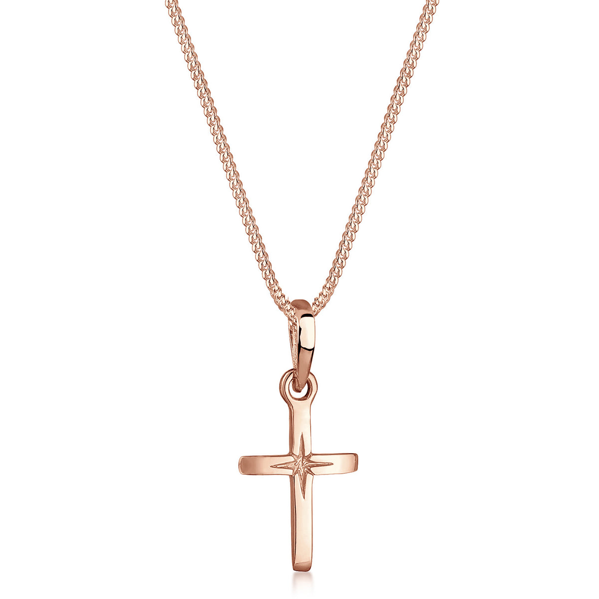 Roségold - Elli | Halskette Kreuz Anhänger | 925 Sterling Silber Rosévergoldet