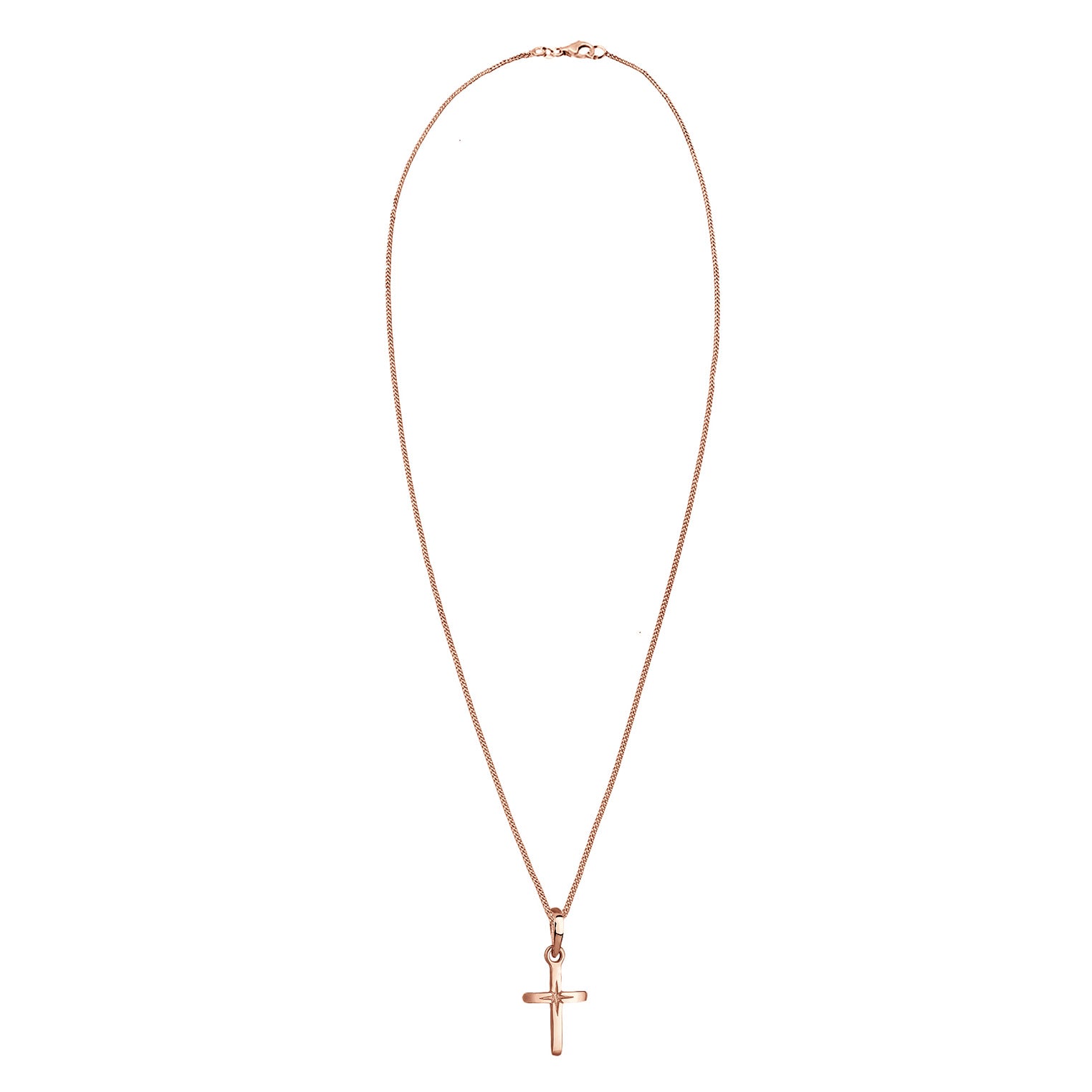 Roségold - Elli | Halskette Kreuz Anhänger | 925 Sterling Silber Rosévergoldet