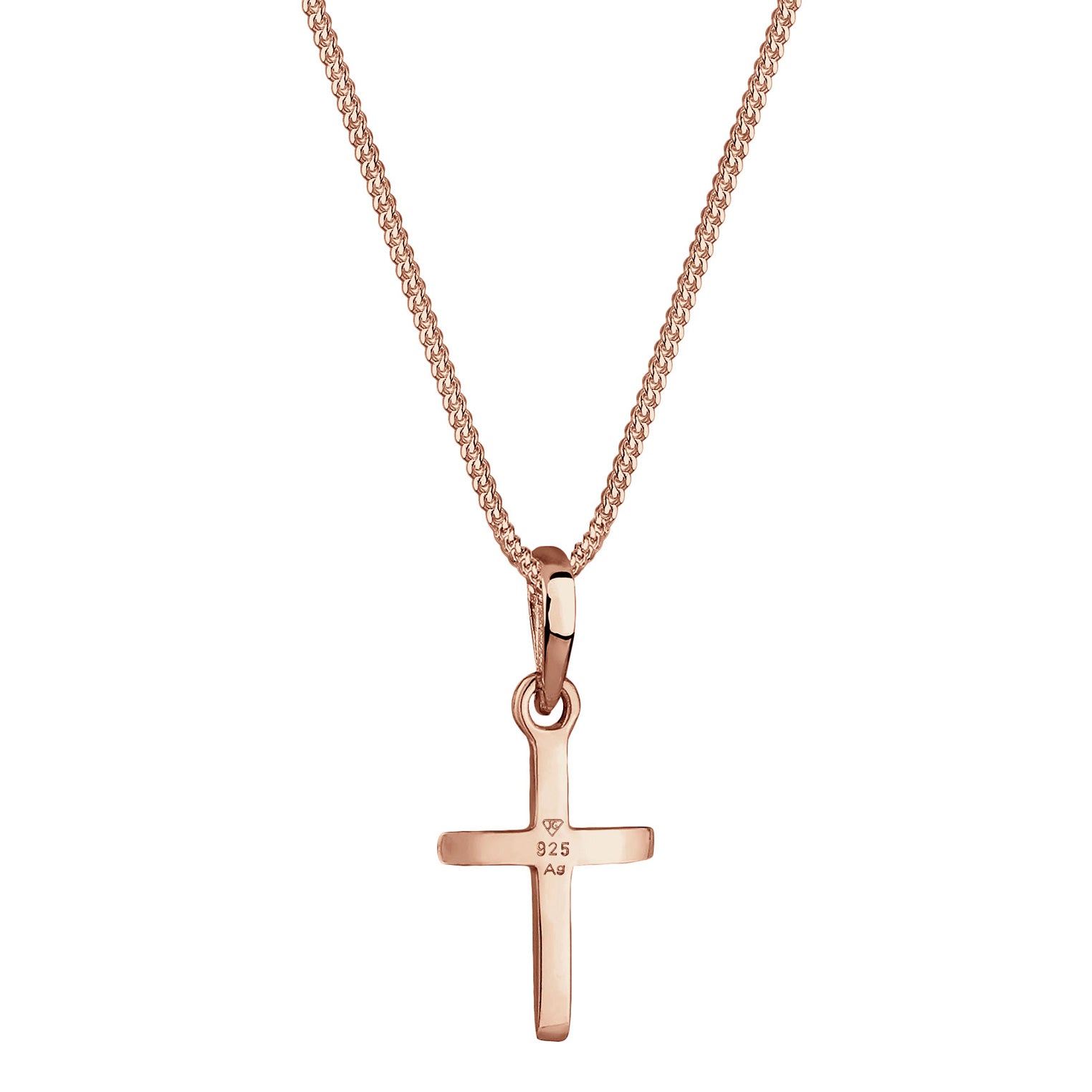 Roségold - Elli | Halskette Kreuz Anhänger | 925 Sterling Silber Rosévergoldet