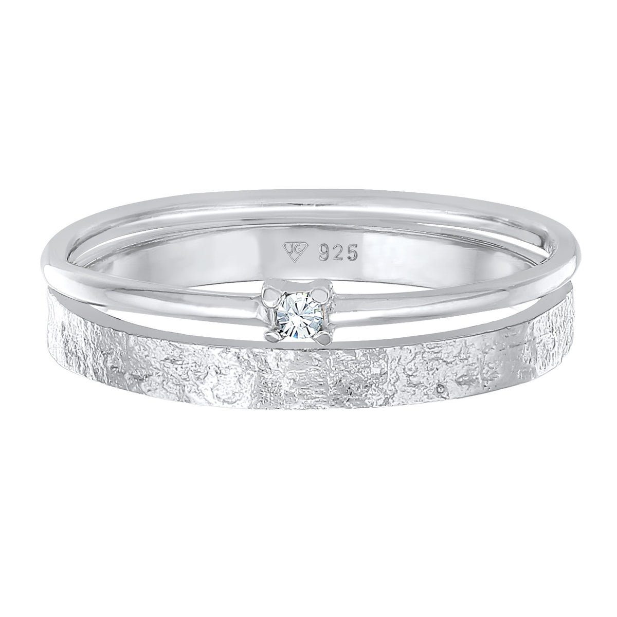 Silber - Elli | Bandring Set Solitär | Mit Kristallen von Swarovski® (Weiß) | 925er Sterling Silber