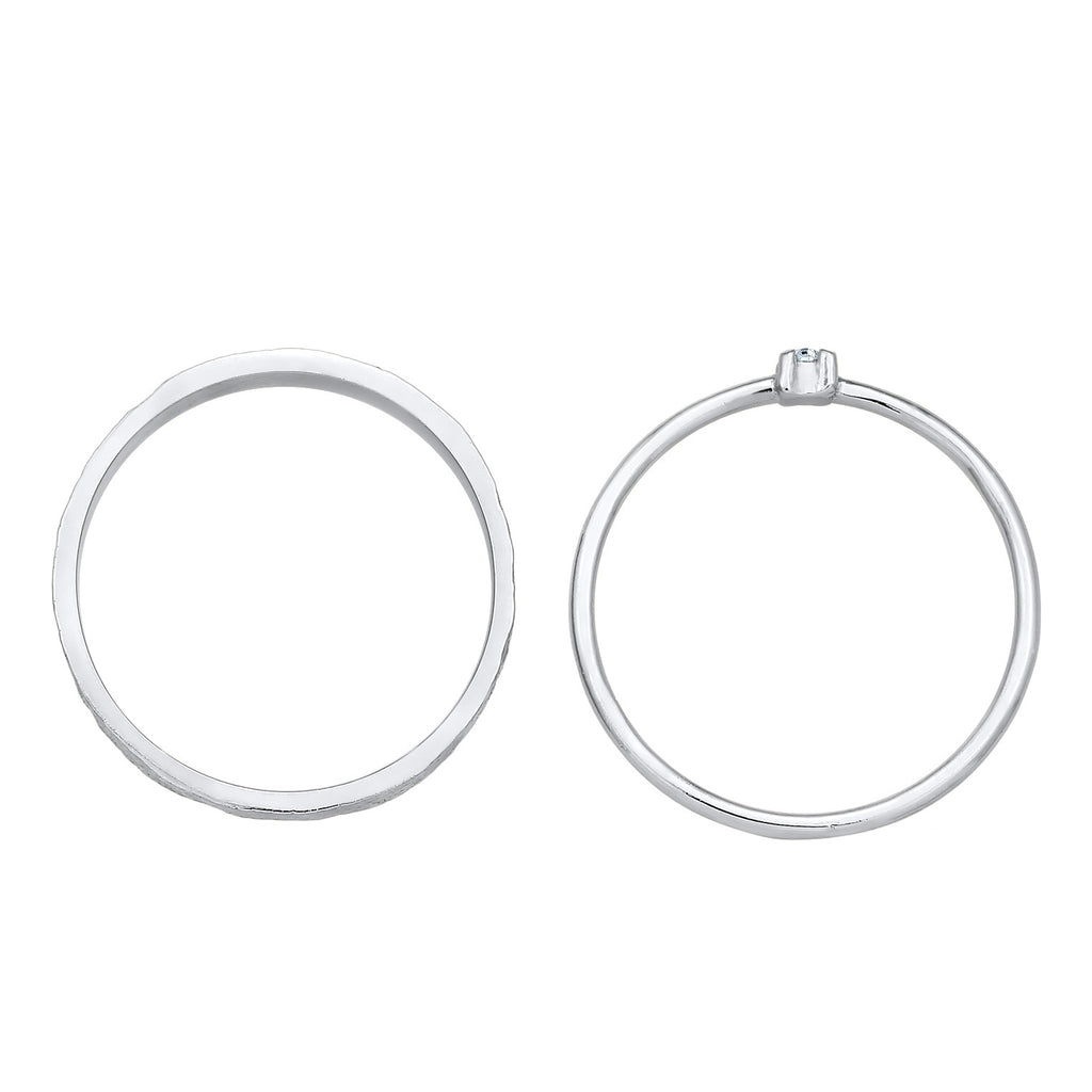 Silber - Elli | Bandring Set Solitär | Mit Kristallen von Swarovski® (Weiß) | 925er Sterling Silber