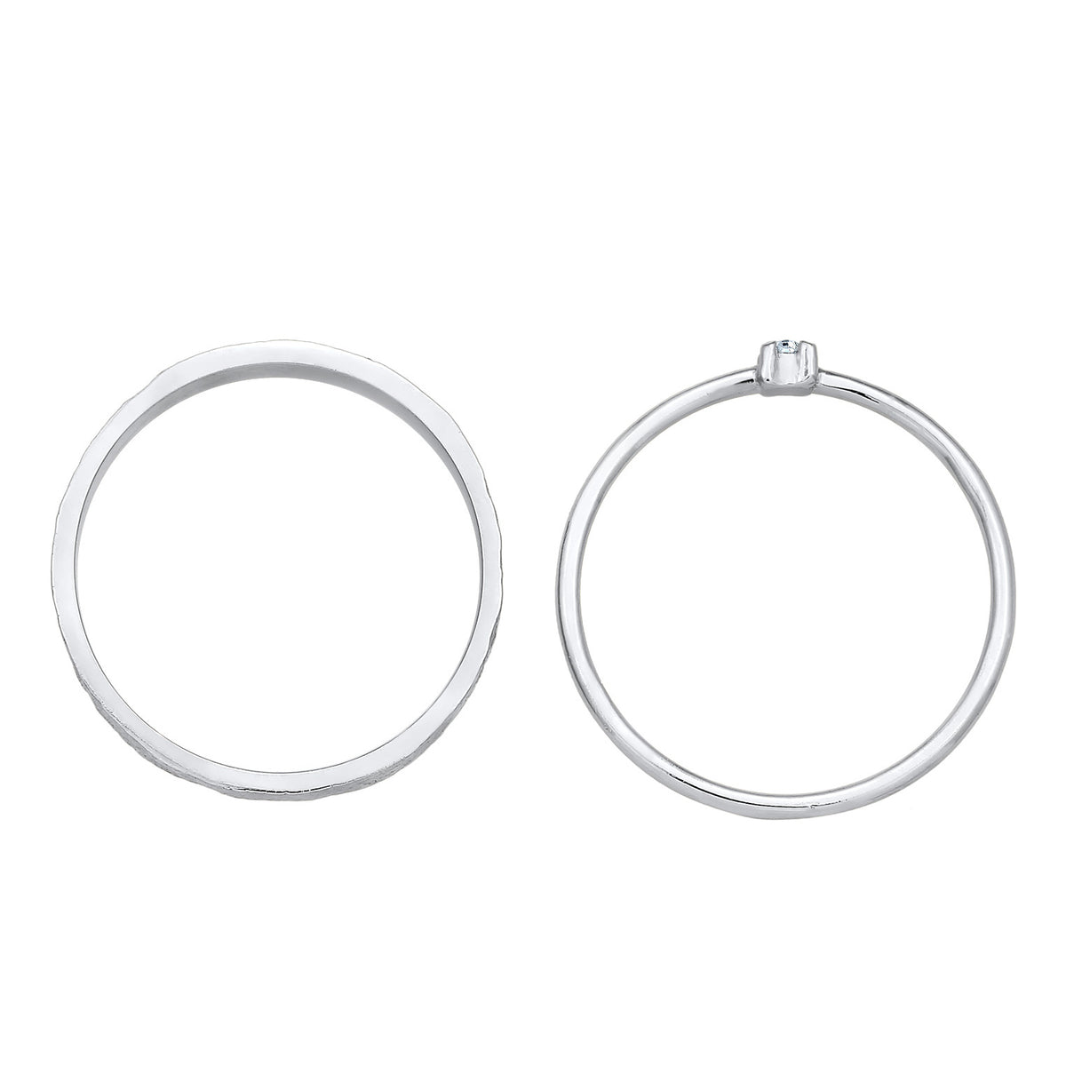 Silber - Elli | Bandring Set Solitär | Mit Kristallen von Swarovski® (Weiß) | 925er Sterling Silber