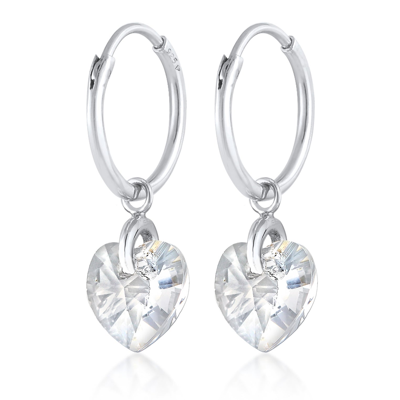 Silber - Elli | Ohrhänger Herz | Mit Kristallen von Swarovski® (Weiß) | 925er Sterling Silber