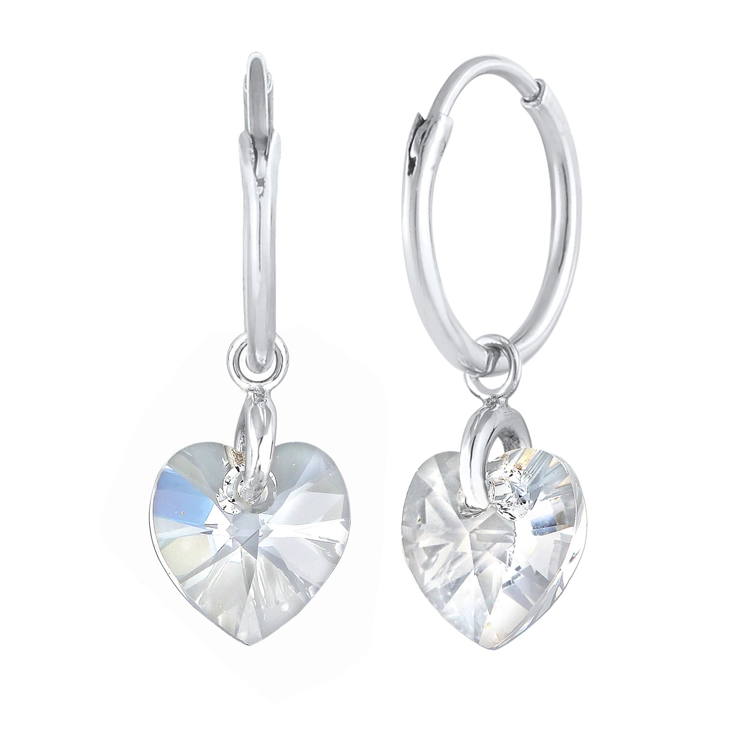 Silber - Elli | Ohrhänger Herz | Mit Kristallen von Swarovski® (Weiß) | 925er Sterling Silber