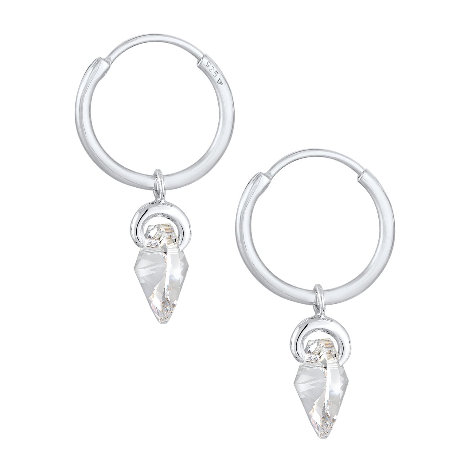 Silber - Elli | Ohrhänger Herz | Mit Kristallen von Swarovski® (Weiß) | 925er Sterling Silber