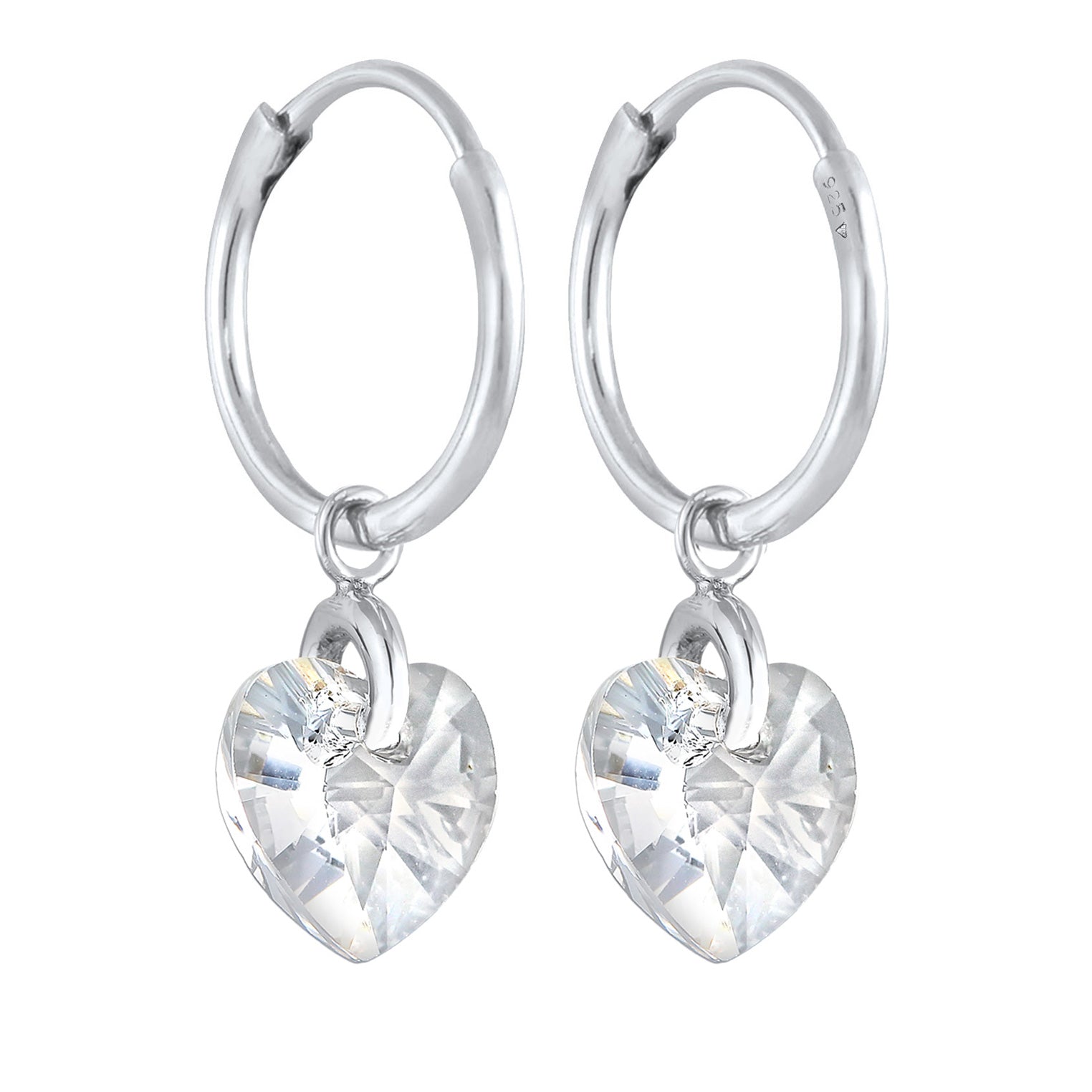 Silber - Elli | Ohrhänger Herz | Mit Kristallen von Swarovski® (Weiß) | 925er Sterling Silber
