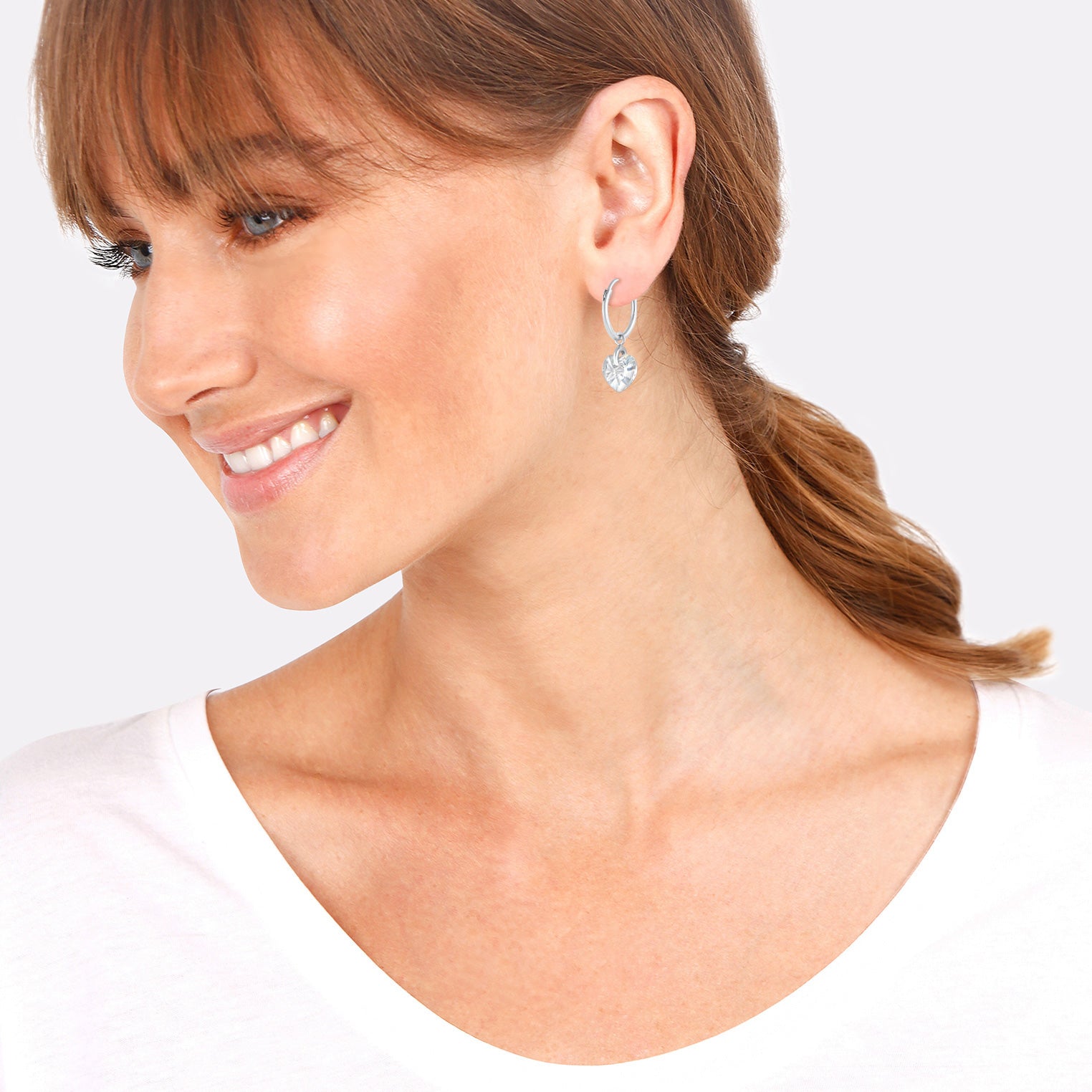 Silber - Elli | Ohrhänger Herz | Mit Kristallen von Swarovski® (Weiß) | 925er Sterling Silber