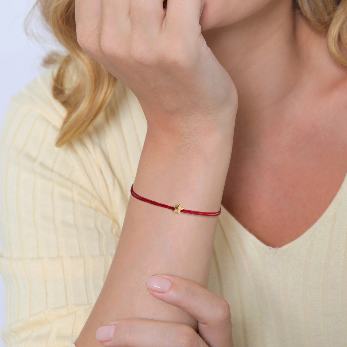Dunkelrot - Elli | Armband Astro | Textil |  925er Sterling Silber Vergoldet