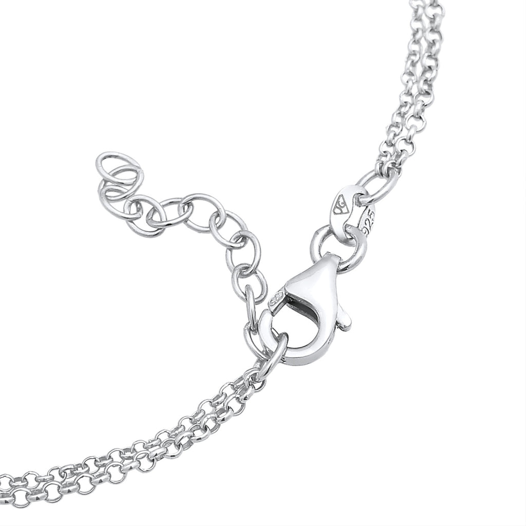 Silber - Elli | Layer-Armband Infinity Herz | Zirkonia (Weiß) | 925er Sterling Silber