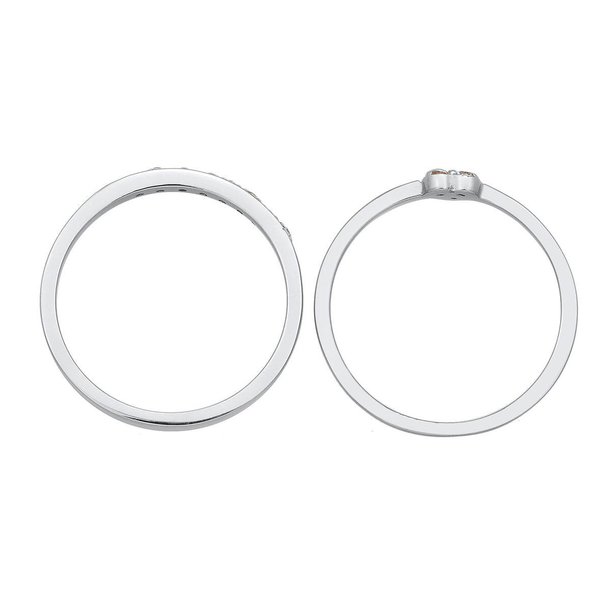 Silber - Elli | Ring-Set Memoire Herz | Zirkonia (Weiß) | 925er Sterling Silber