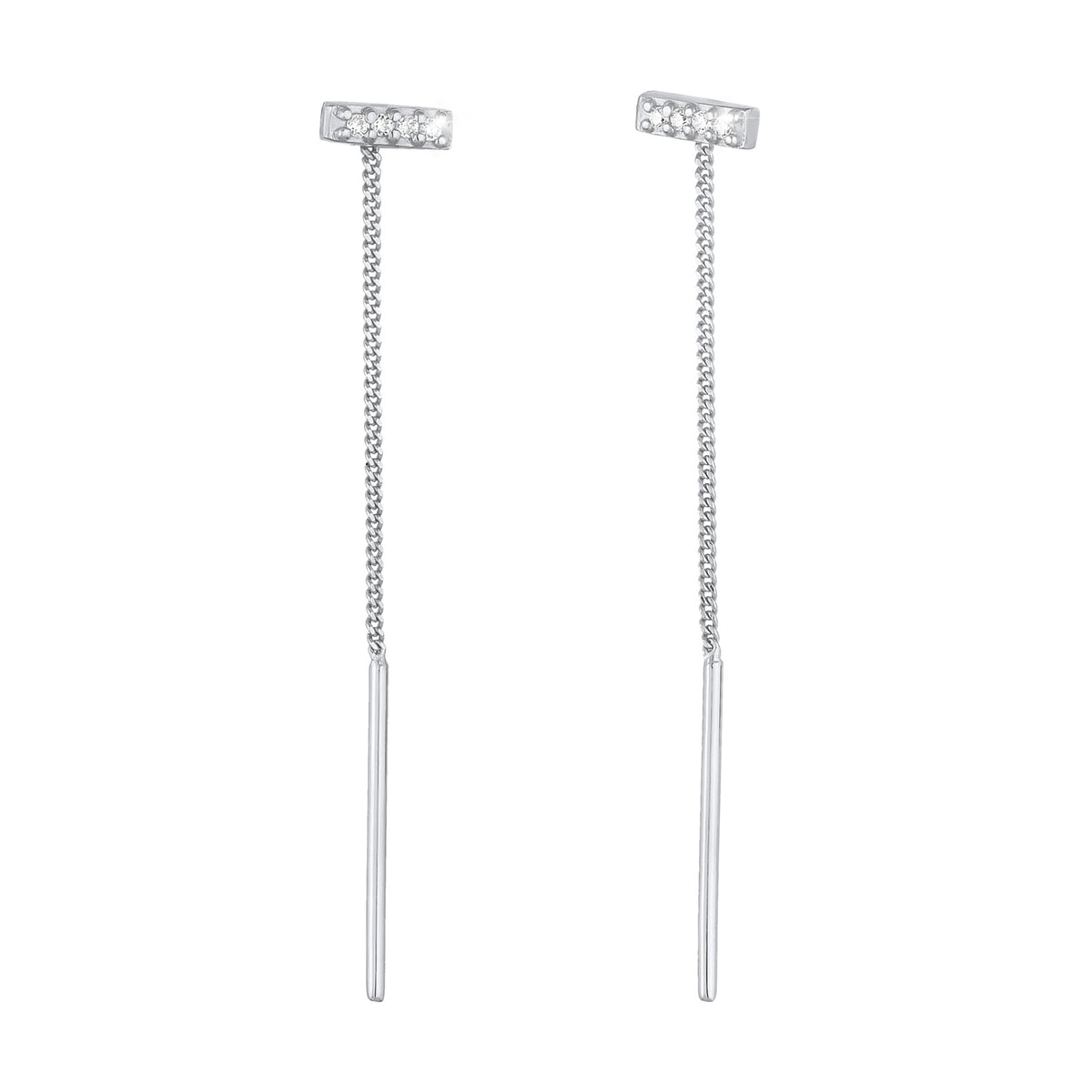 Silber - Elli | Ohrhänger Stab | Zirkonia (Weiß) | 925er Sterling Silber