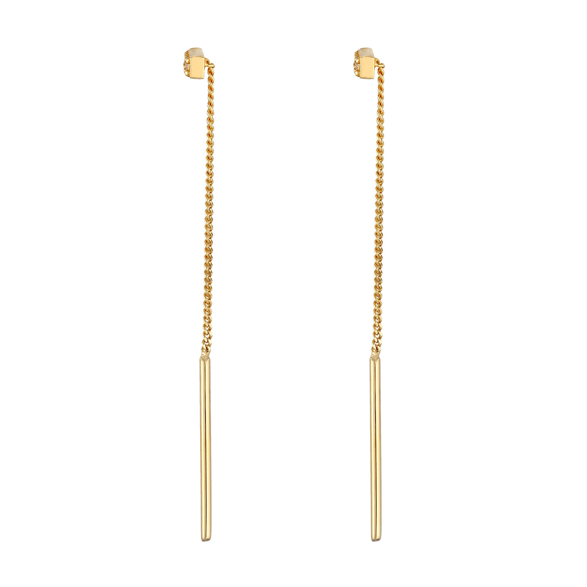 Gold - Elli | Ohrhänger Stab | Zirkonia (Weiß) | 925er Sterling Silber