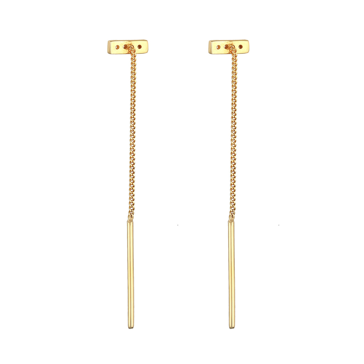 Gold - Elli | Ohrhänger Stab | Zirkonia (Weiß) | 925er Sterling Silber