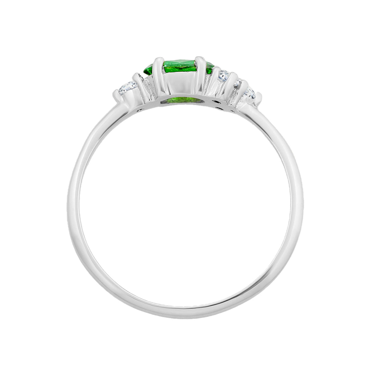 Silber - Elli | Verlobungsring Oval | Zirkonia (Grün) | 925er Sterling Silber