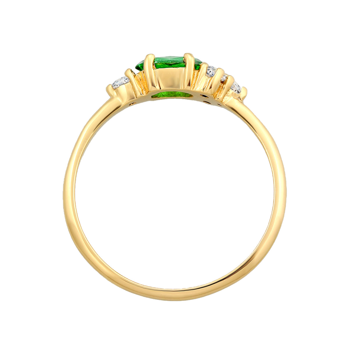 Gold - Elli | Verlobungsring Oval | Zirkonia (Grün) | 925er Sterling Silber