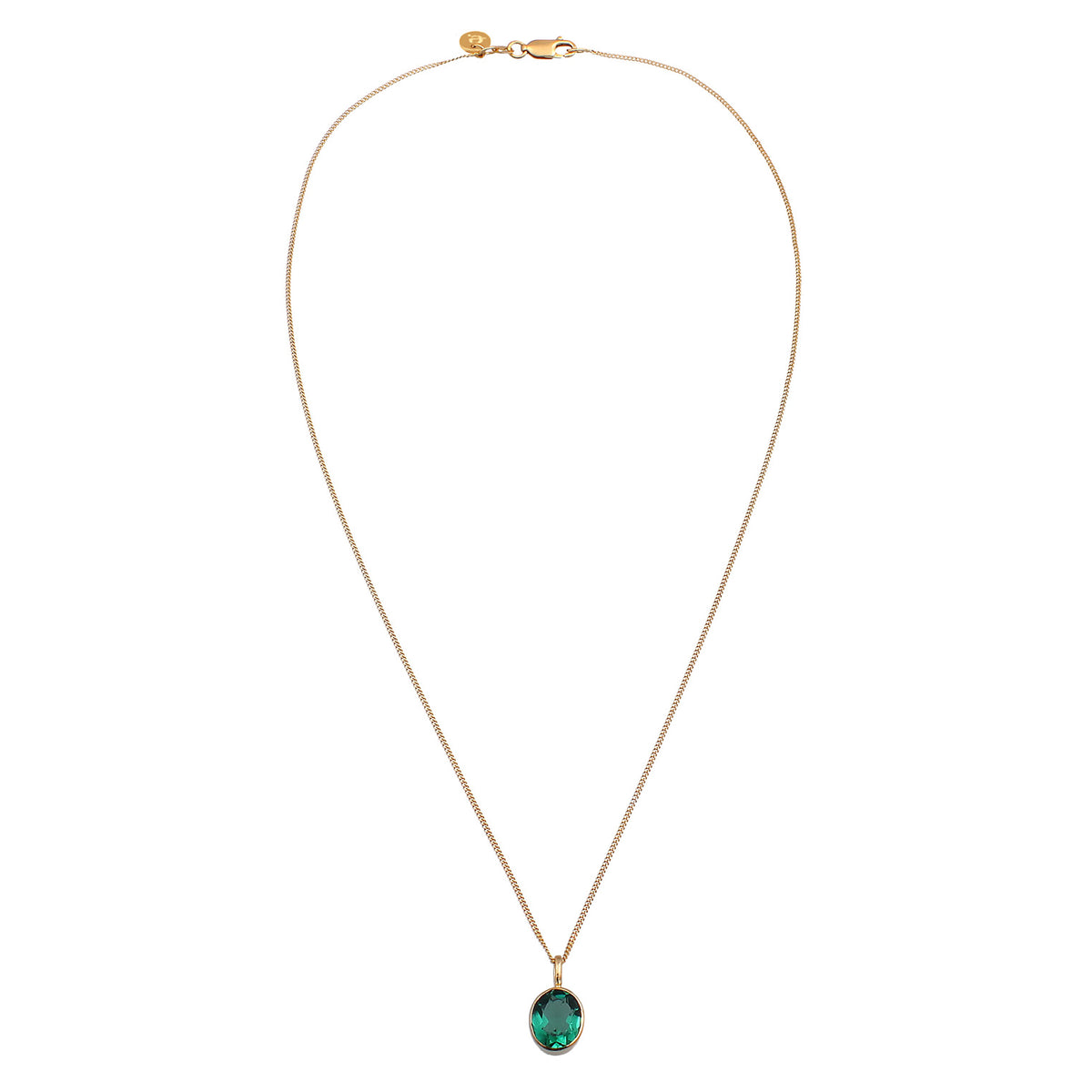 Gold - Elli PREMIUM | Halskette Anhänger Oval | Quarz (Grün) | 925 Sterling Silber vergoldet