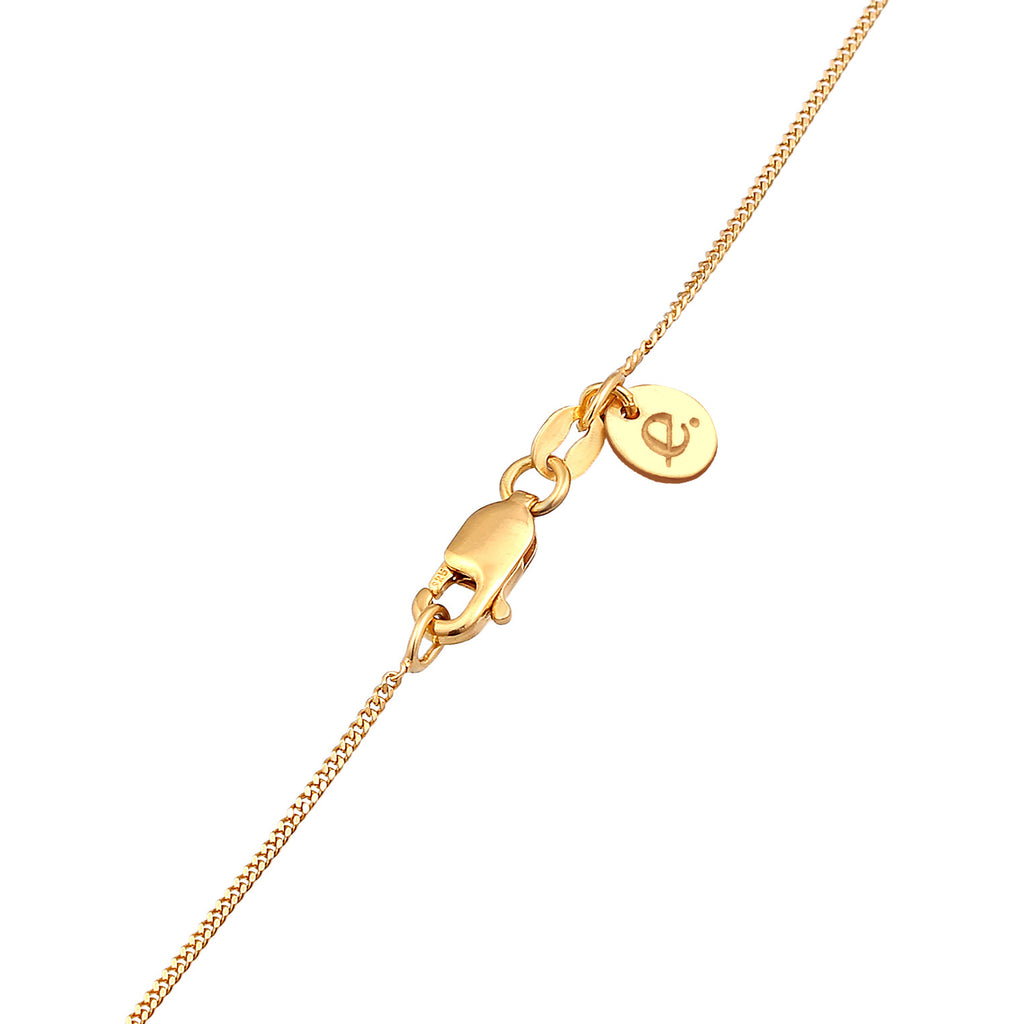 Gold - Elli PREMIUM | Halskette Anhänger Oval | Quarz (Grün) | 925 Sterling Silber vergoldet