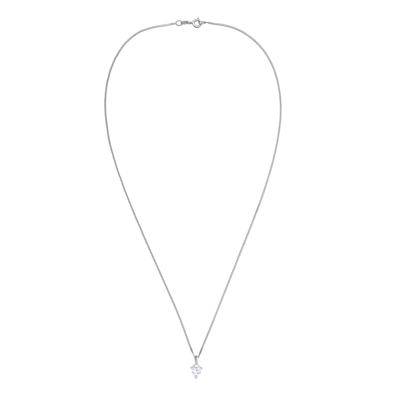 Silber - Elli | Halskette Herz Anhänger | Zirkonia (Weiß) | 925er Sterling Silber
