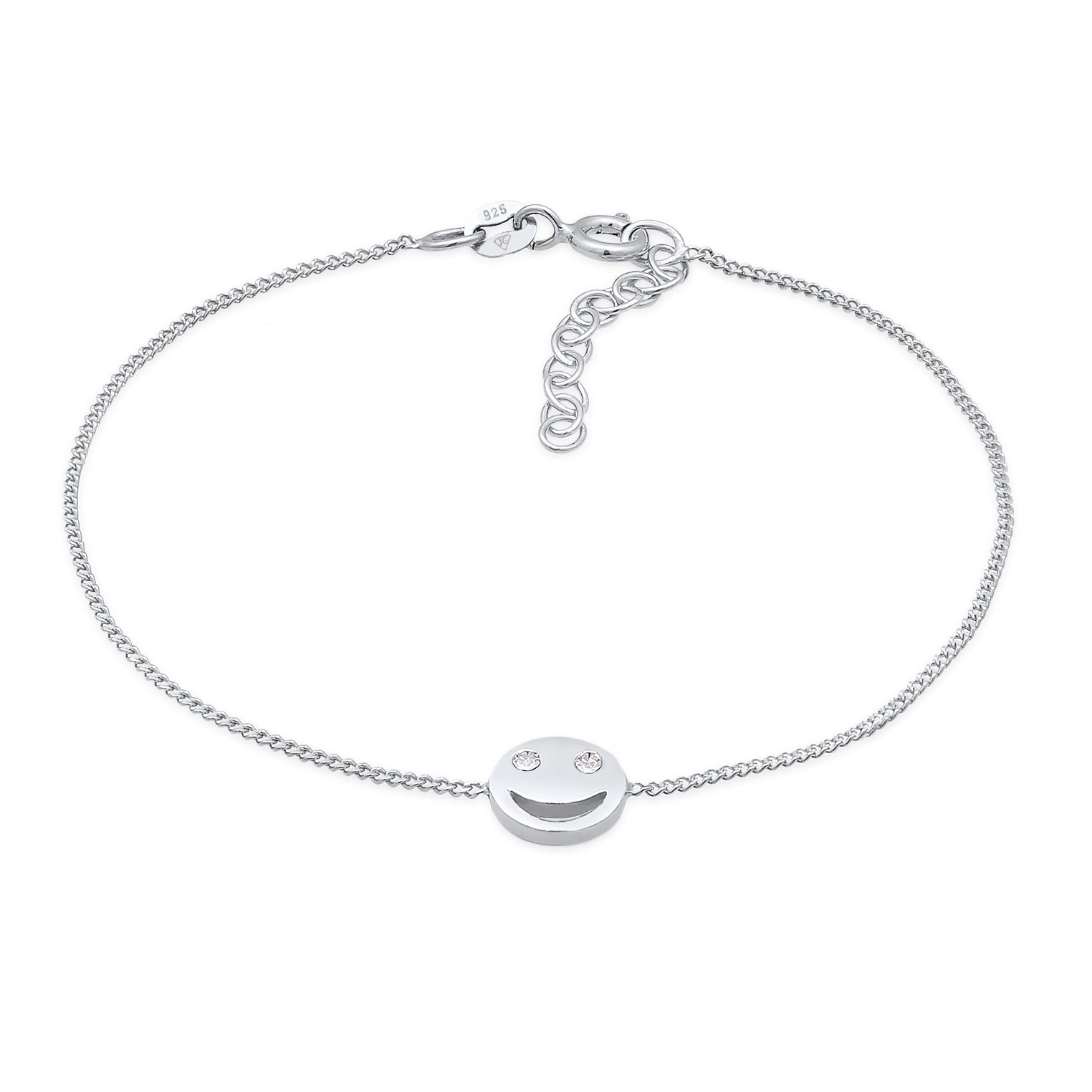 Silber - Elli | Armband mit Smiling Face | Mit Kristallen von Swarovski® (Weiß) | 925er Sterling Silber